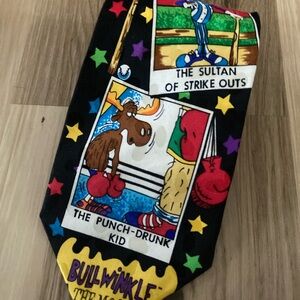 Bull Winkle Sports Hall Of Fame Vintage Silk Necktie
